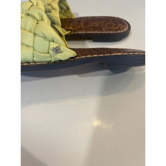 Sam Edelman Yellow Braided Slide Sandals Griffin Size 7 Leather Sole - Picture 6 of 6